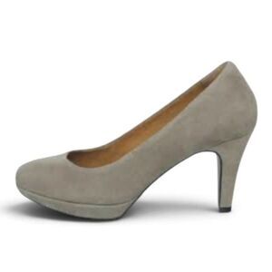 Clarks Women's Beige-Tan Suede Platform Career High Heel Pumps Size 8M
